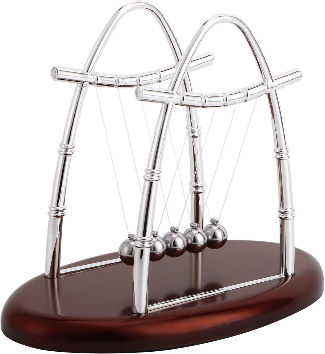 Cradle Balance Steel Balls Toy voor Natuurkundelessen, Ideaal Bureaudecor voor Thuis of op Kantoor, Geweldig Verjaardagscadeau, 7,09 X 4,33 X 5,51 Inch, Zilver