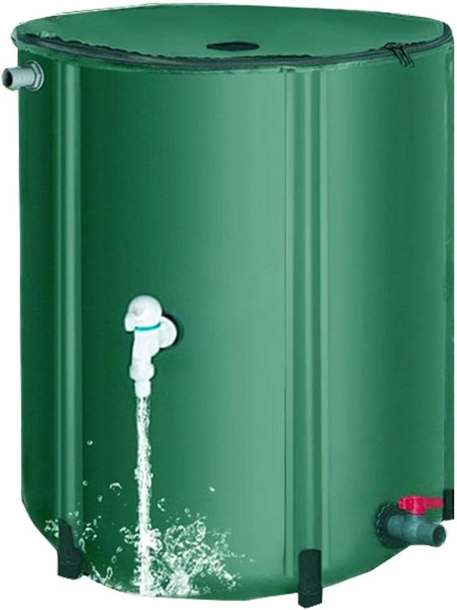 Regenton met kraan - Wateropslagkit regenwater - Duurzaam tuinieren - Opvouwbaar en stevig - 60 x 70 cm - Groen
