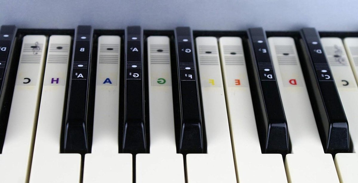 Piano Toets Stickers - Keyboard Notatie - Muziek Leren - Matte UV-lak - 88 Toetsen - Wit