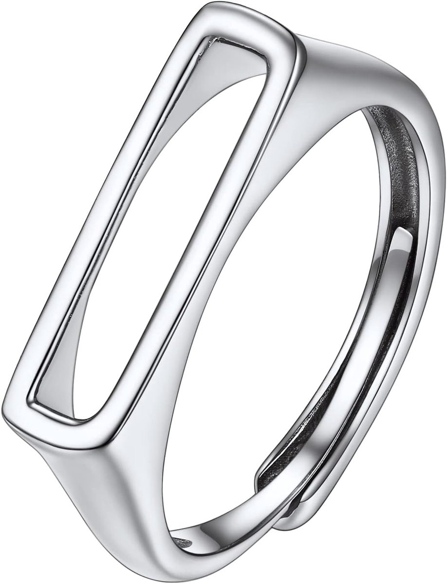 Initiaal D Ring Vrouw Zilver, Gevlochten Verstelbare Ring met Letter D