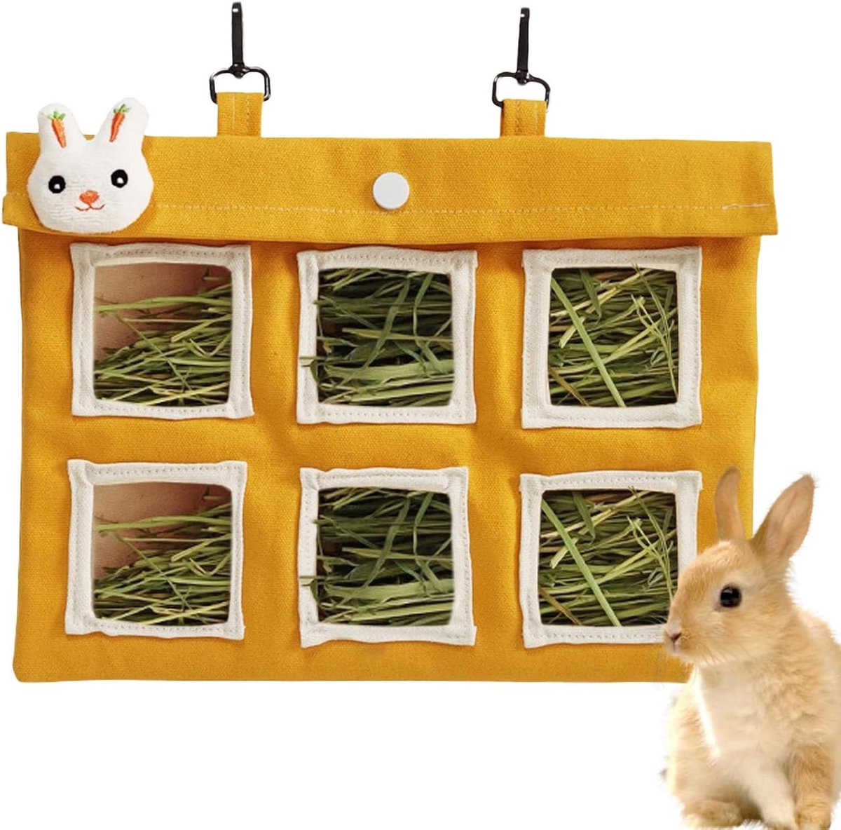 Hooivoeder Kleine Huisdieren - Hooi Zak - Netjes Voeren - Slijtvast Canvas - 31x23x1 cm - Niet gespecificeerd