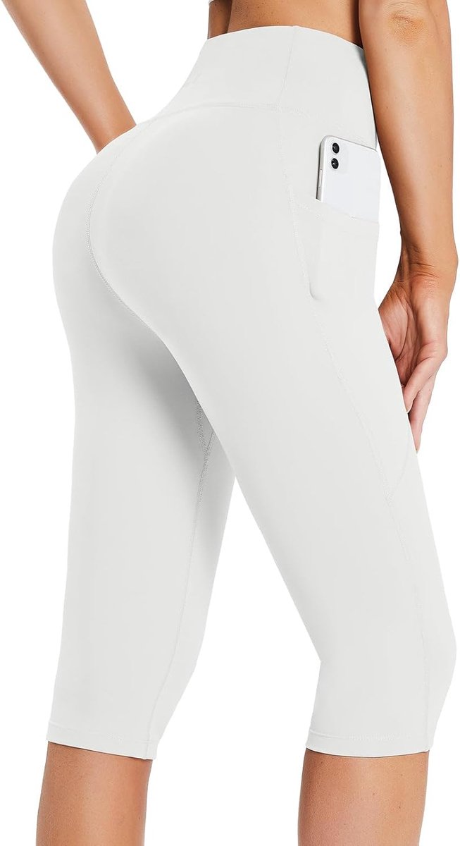 Capri-legging voor dames, knielang, met zakken, hoge taille