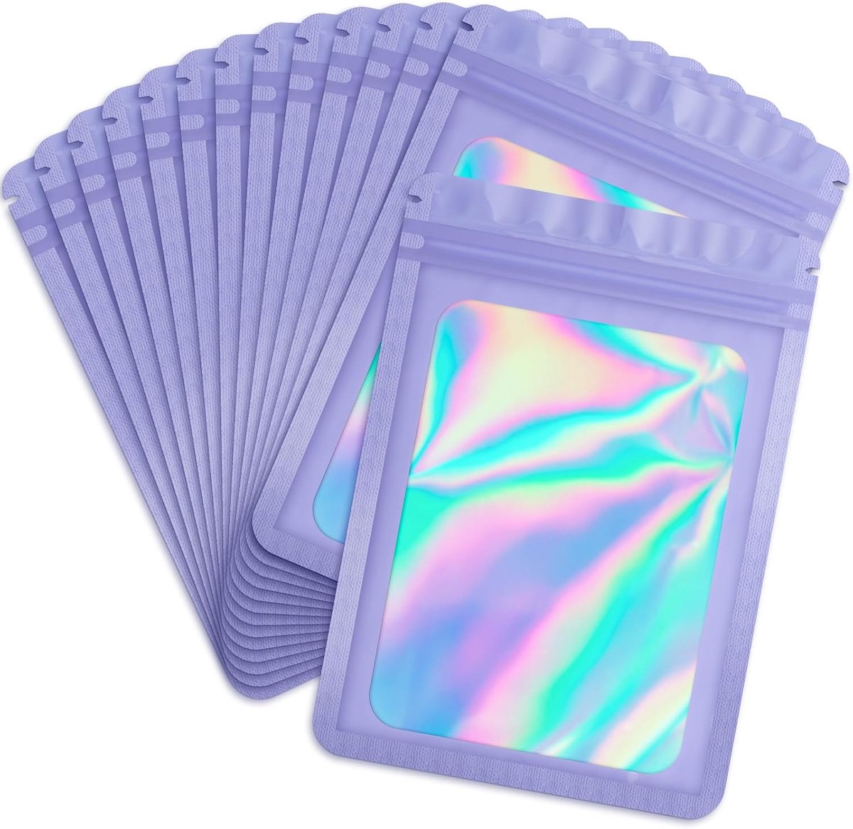 holografische, hersluitbare Mylar-foliezak, violet, zakje met
