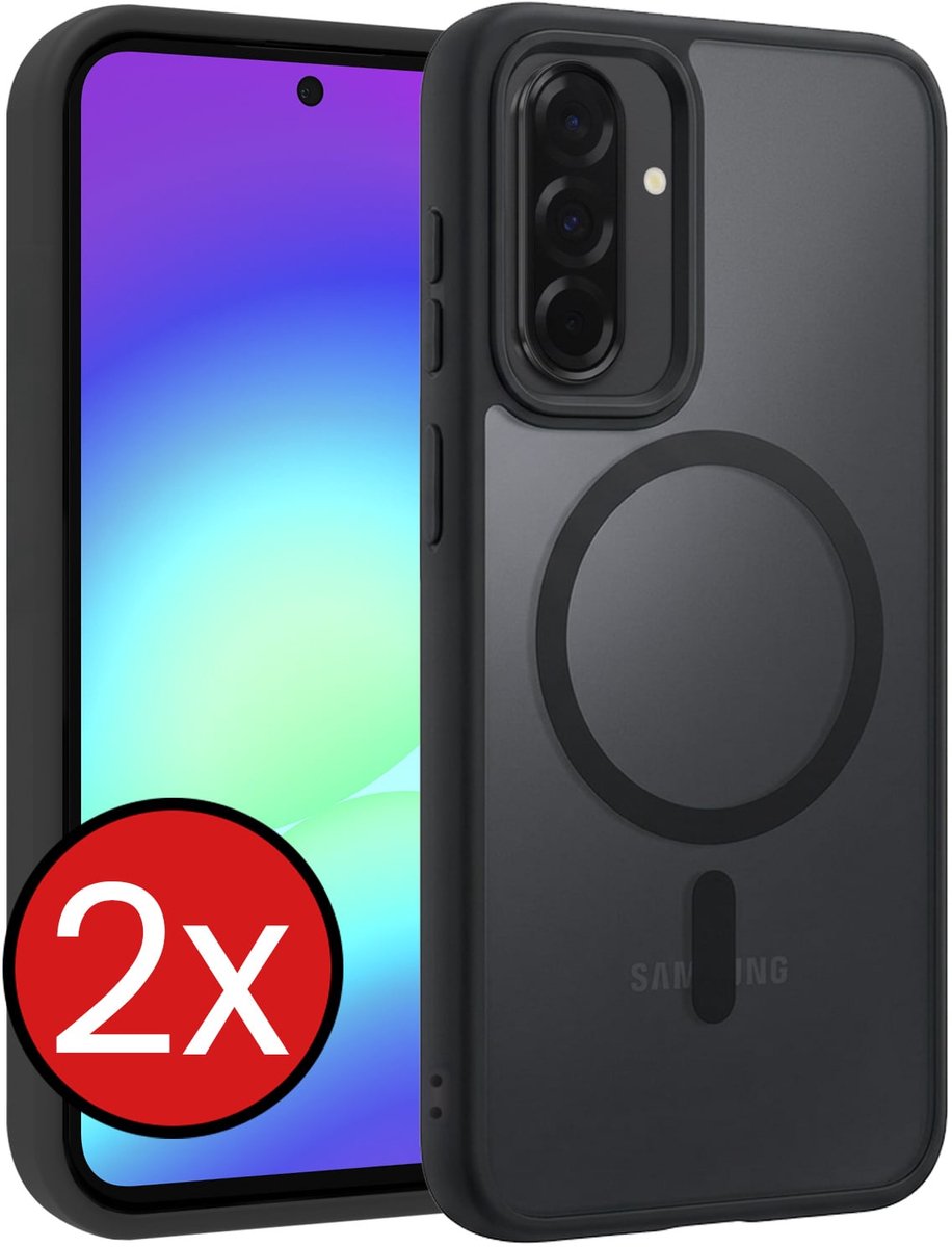 Hoesje - 2 Stuks - Geschikt voor Samsung Galaxy A56 - Magsafe Compatible - Sterk & Shockproof - Shock Proof Case - Back Cover - Telefoon Hoes - Telefoonhoes - Zwart