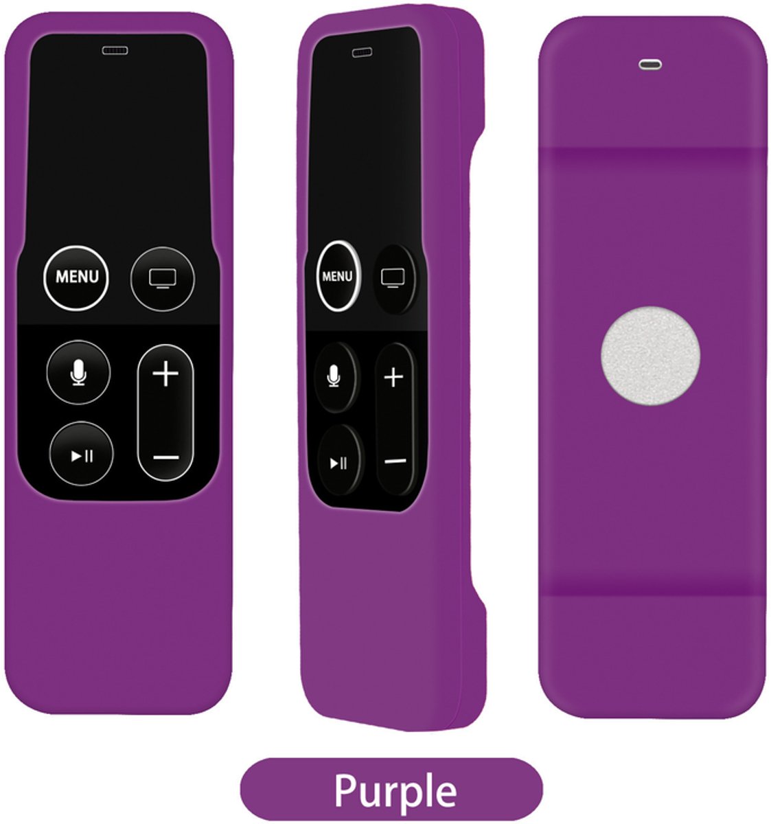 Set van twee afstandsbedieningshoesjes, siliconen beschermhoesjes voor Apple TV 4K/4e generatie afstandsbedieningen, lichtgewicht, antislip en veilig, met een draagkoord,Paars
