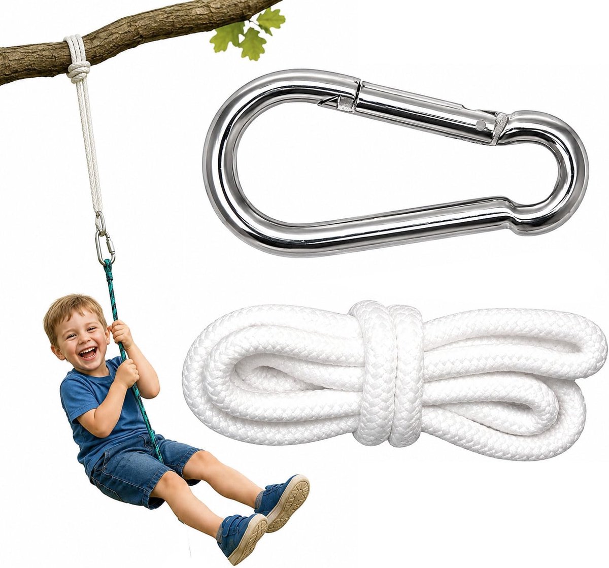 SnelShoppen - Extra Lange Hangmat Bevestigingsset 220 cm - Flexibel Boom Hangset - Draagvermogen tot 160 kg - Weerbestendig Polyester - Ideaal voor Ca
