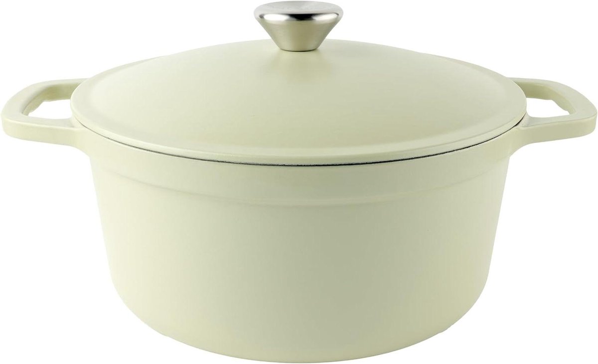 Gietijzeren Braadpan - Dutch Oven Stoofpan - Koken en Bakken - Lichtgewicht Ontwerp - 24 cm 35 L - Tuingroen