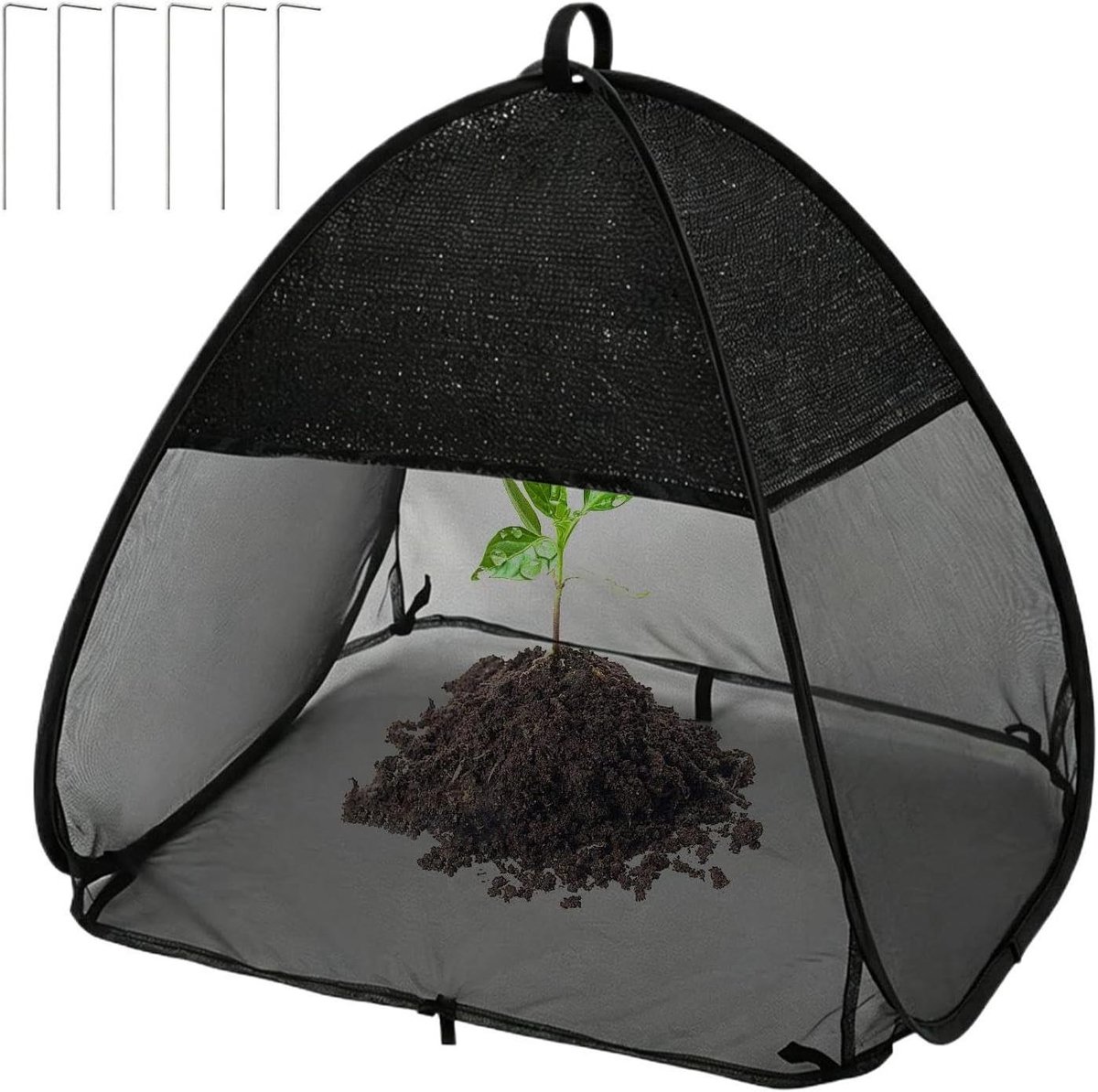 Plantenschaduwtent - Insectenwerend Gaas - Planten Beschermen - Pop-up Ontwerp - 56x56x56 cm - Zwart
