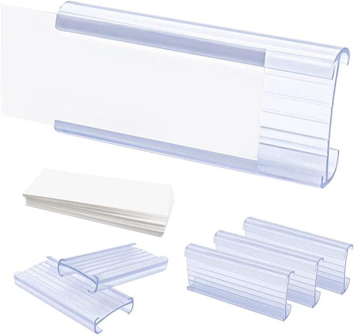 Etikettenhouder voor rekken - Labelklemmen Prijsclips - Producten Identificeren - Afneembaar Herbruikbaar - 76 x 32 cm - Transparant