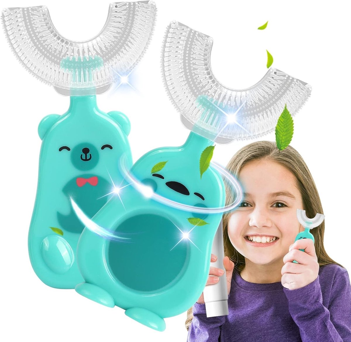 SnelShoppen - U-vormige Tandenborstel voor Kinderen, Mondreiniging, Siliconen Borstels, BPA-vrij, Set van 2, Geschikt voor 2-12 jaar, Ideaal voor Thui