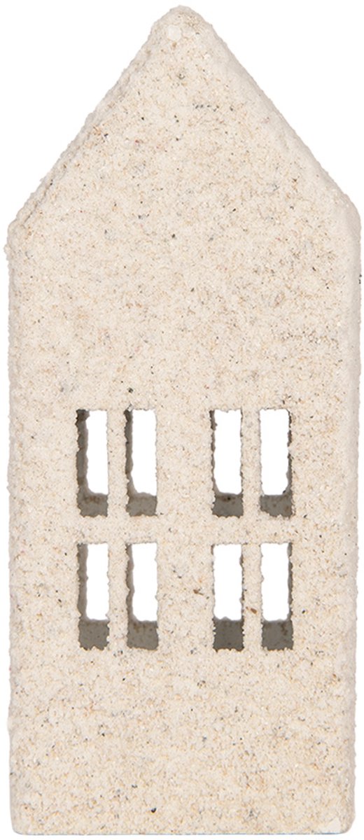 Clayre & Eef Decoratie Beeld Huis 5x4x11 cm Wit Metaal
