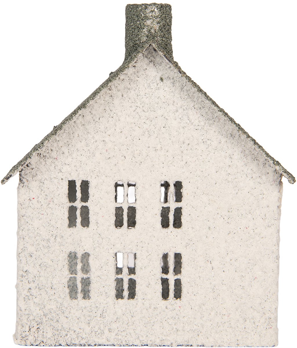 Clayre & Eef Decoratie Beeld Huis 12x7x15 cm Wit Metaal