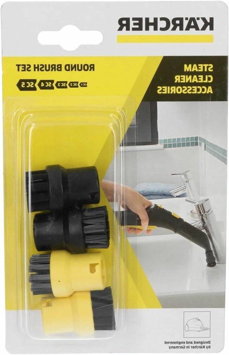 Ronde Borstelset - Stoomborstels Opzetstukken - Intensief Reinigen - 4 Delige Set - 40x26x26 mm - Zwart
