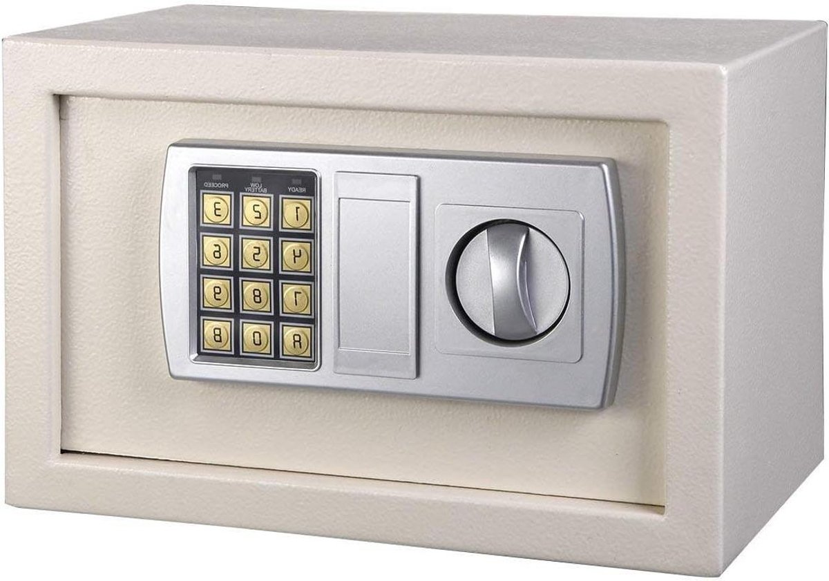 Digitale Kluis - Elektronische Kast - Veilig Opbergen - Pincode En Sleutel - 46 Liter - Wit