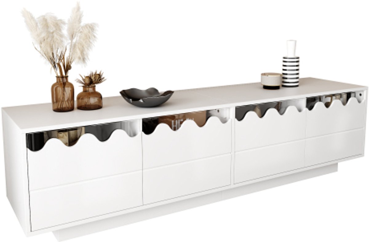 ModerneTV-kast met 4 deuren en golfdesign – opbergmeubel voor woonkamer, 170x40x45 cm