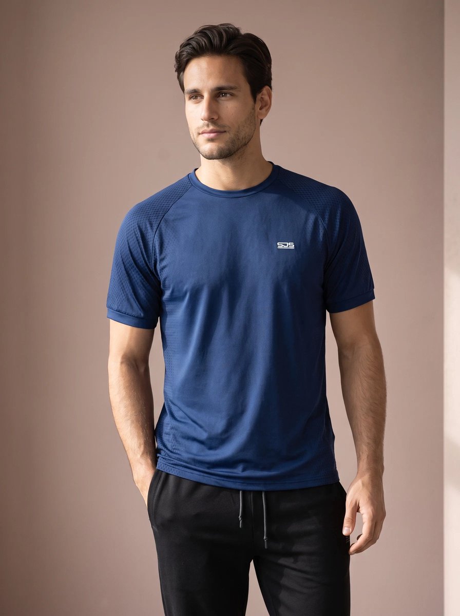 Sjeng Sports BAS - Maat: M Pelikan Ink - Tennis Shirt Mannen - Sportshirt - 87% polyester, 13% elastaan, single jersey