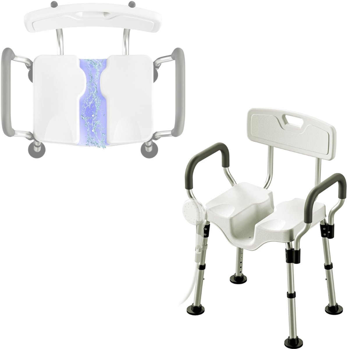 Zavio® Douchestoel met Armleuning - Douchekruk - Extra Stevig