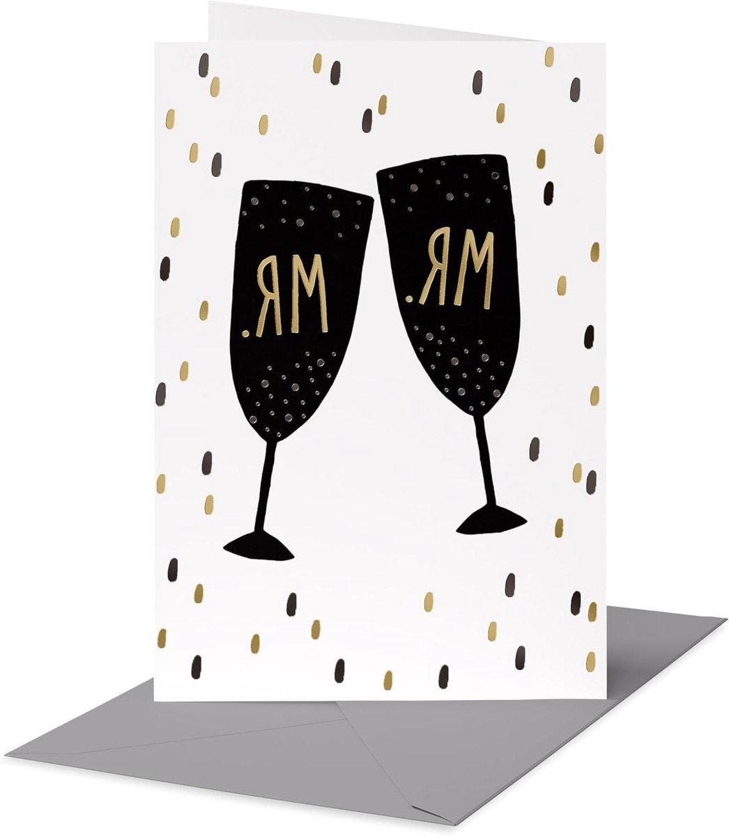 Trouwkaart Twee Bruidegoms - Gouden Folie Kaart - Gefeliciteerd Bruidspaar - Elegant Gouden Folie - 11.7 x 17.1 cm