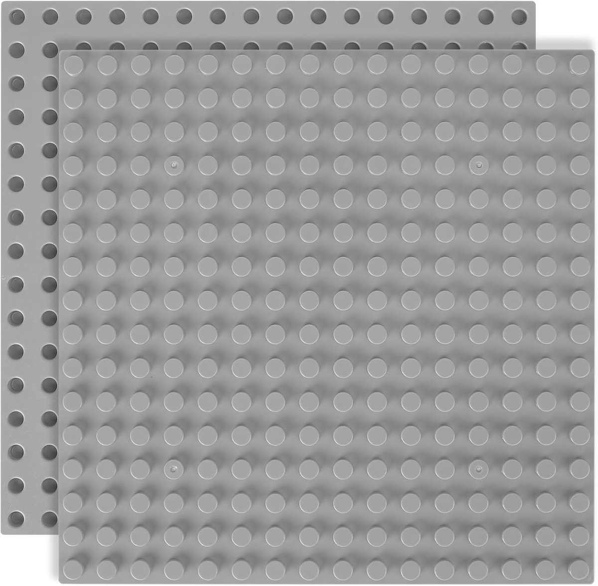 Bouwplaat Set van 2 Stuks, Geschikt voor Duplo, 25 x 25 cm Basisplaat voor Creatief Spel, Groen en Grijs