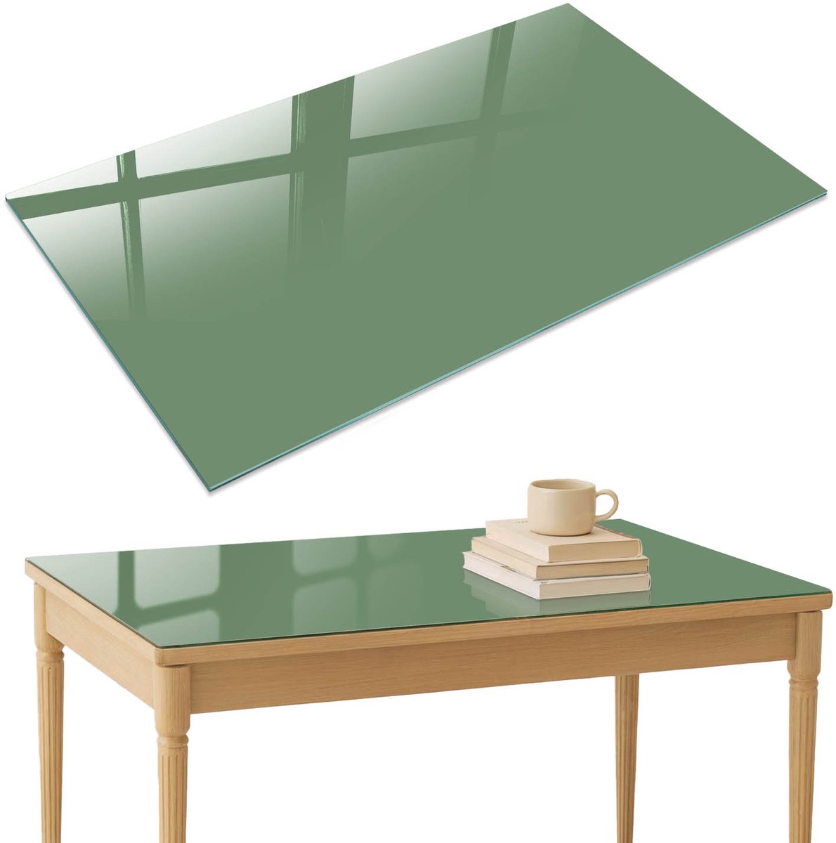 ArtPrintCave Gedempt groen Glazen Tafelblad 120x80 cm - Tafelblad Rechthoek - Groente Terrastafel - Achtergronden en patronen Keukentafel