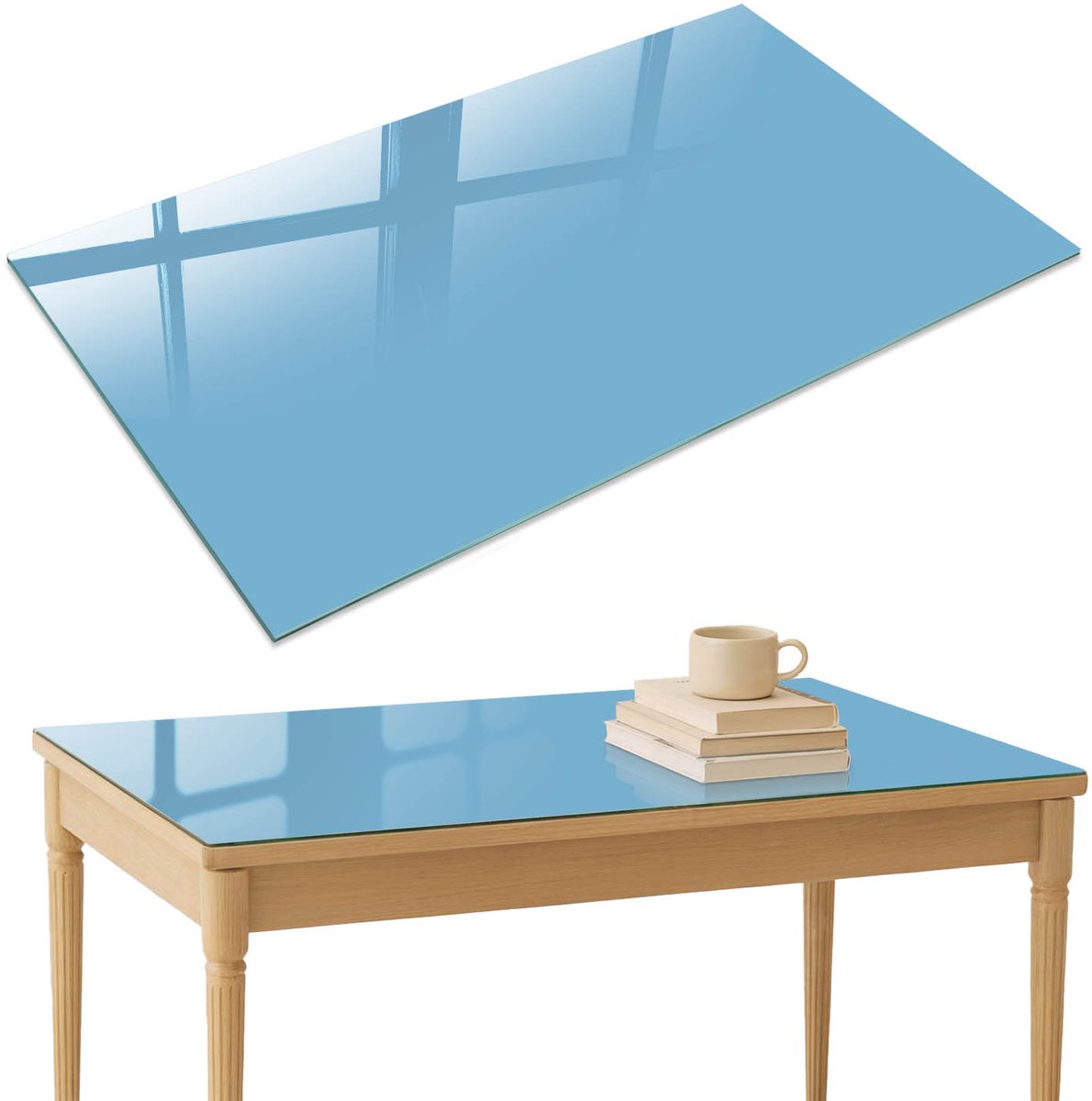 ArtPrintCave Blauwe kleur Glazen Tafelblad 120x80 cm - Tafelblad Rechthoek - Blauw Terrastafel - Achtergronden en patronen Eettafel Met Glasplaat