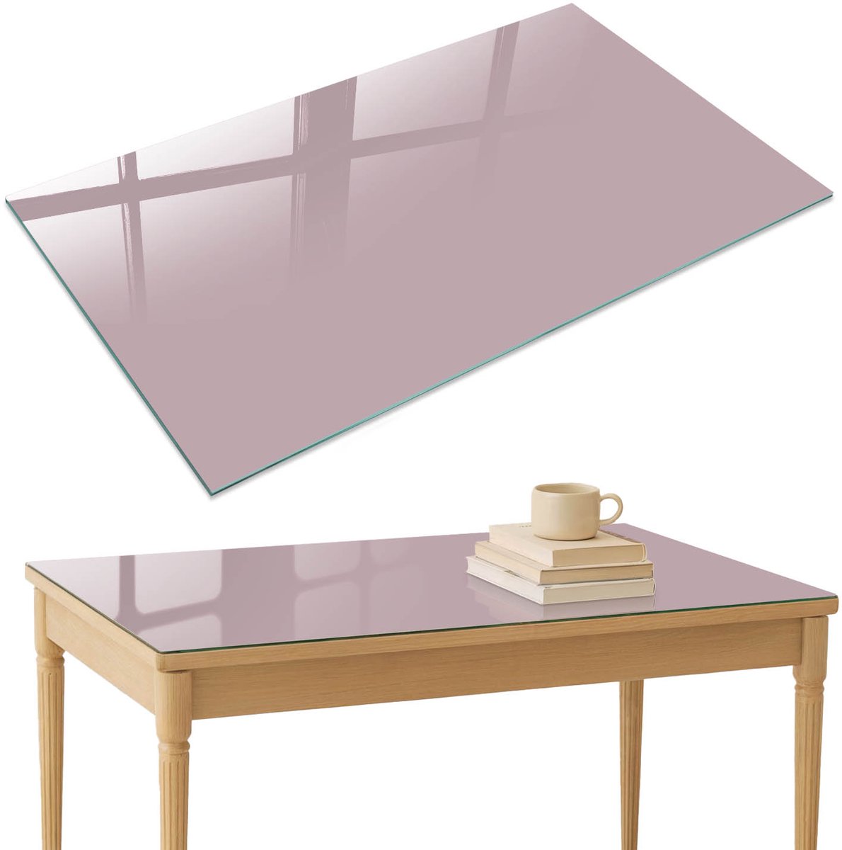 ArtPrintCave Pastel lila Glazen Tafelblad 120x80 cm - Tafelblad Rechthoek - Roze Glazen Eettafel - Achtergronden en patronen Terrastafel
