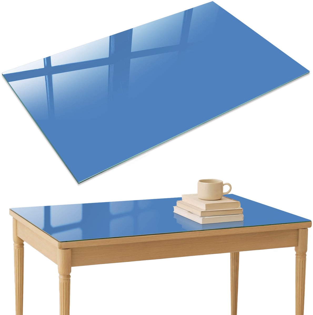 ArtPrintCave Blauwe kleur Glazen Tafelblad 120x80 cm - Tafelblad Rechthoek - Blauw Glazen Eettafel - Achtergronden en patronen Eettafel Met Glasplaat