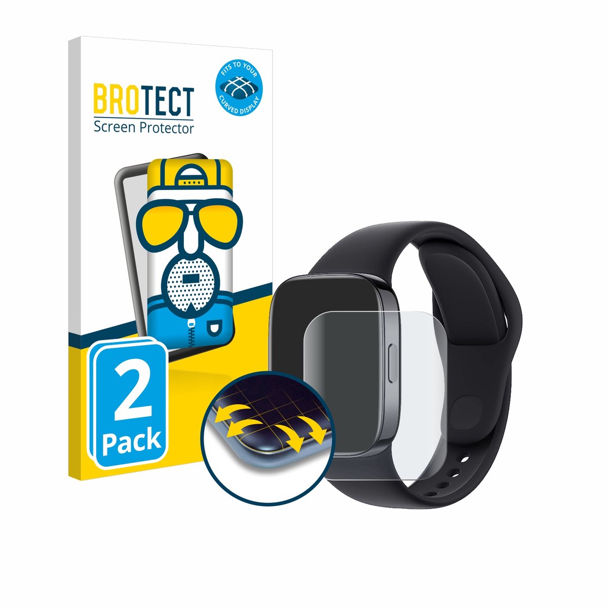 BROTECT - Screenprotector voor Xiaomi Redmi Watch 3 - Folie Beschermfolie matte volledig dekking 2 Stuks