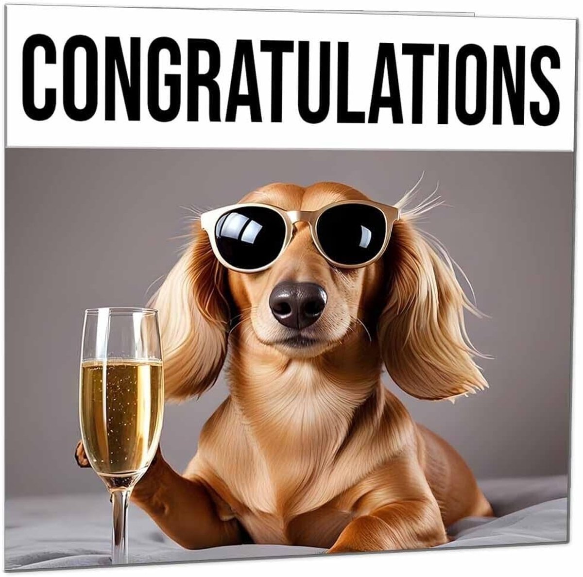 SnelShoppen - Gefeliciteerd Kaart - Hond Nieuwe Baan, Nieuwe Baby, Verlovingskaart - 145 x 145 mm - Luxe 350gsm Kaart met Milieuvriendelijke Envelop