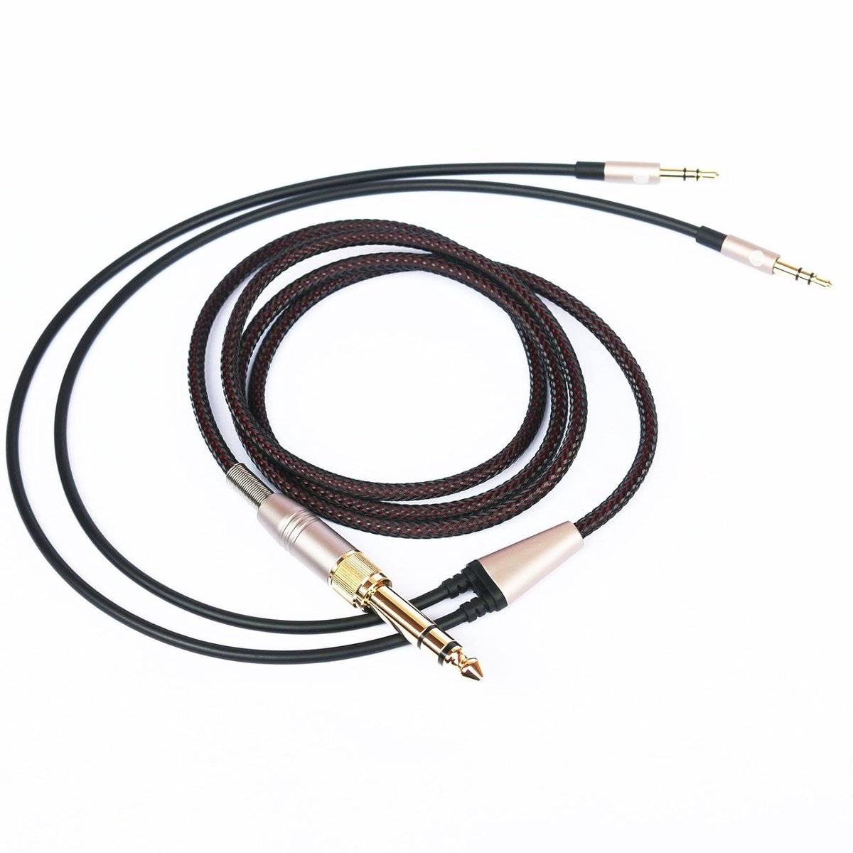 SnelShoppen - Vervang Kabel Geschikt voor Hifiman Sundara, Arya, Ananda, HE4XX, HE-400i Hoofdtelefoon - 3.5mm/6.35mm naar Dubbele 3.5mm Connector Jack
