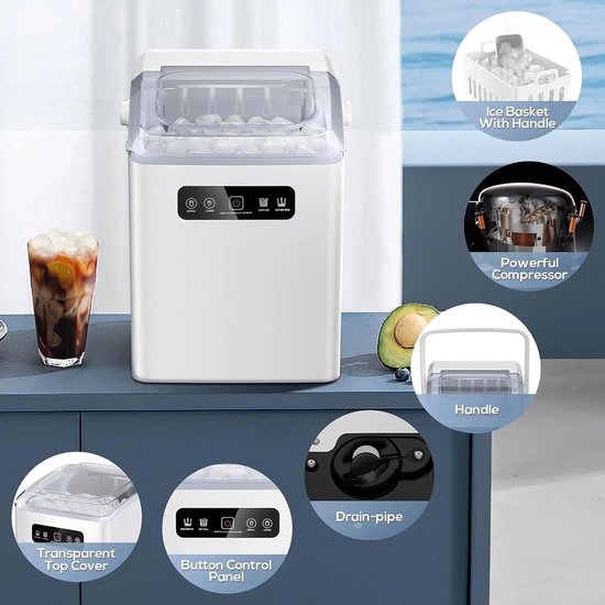 Nugget Ijsmachine - Crushed Ijsmaker - Snelle Koude Dranken - Zelfreinigend Functie - 12 kg per dag - Zilver — afbeelding 2