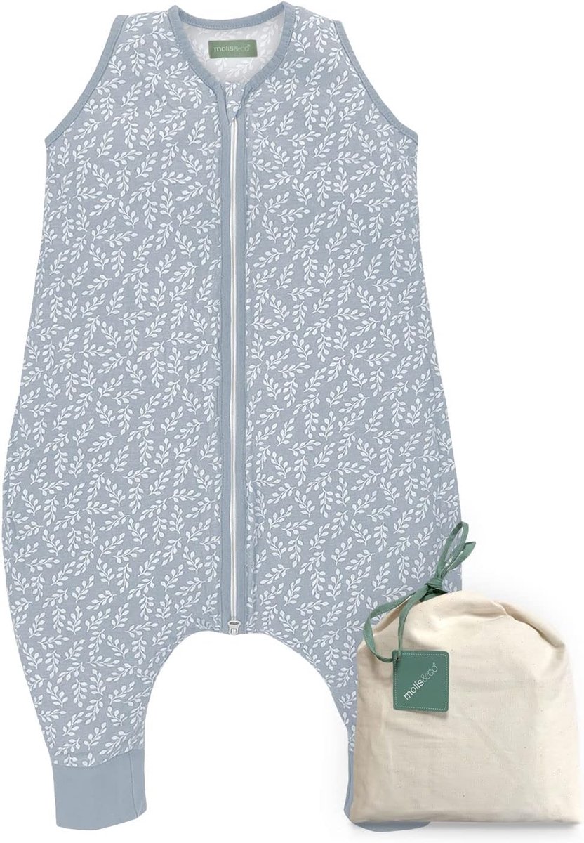 SnelShoppen - Baby slaapzak met voeten 0.5 tog 60 cm voor 6 maanden, ideaal voor de zomer, 100% katoen, blauw tuinmotief, comfortabel voor baby in kin