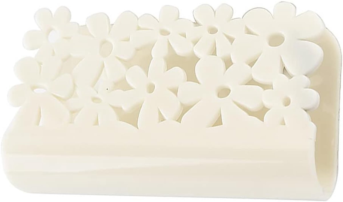 SnelShoppen - Suction Sponge Crib - Zelfklevende Afwasdoek Spons Houder Keuken Spoelbak - Off-white - Duurzaam Plastic - Geen Boren Nodig - Sterke Zui