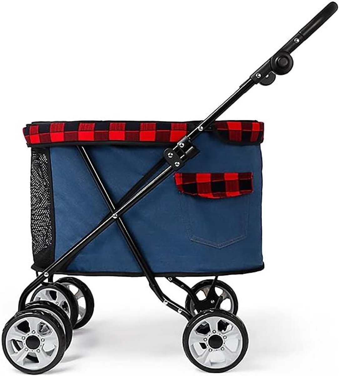 Huisdier Winkelwagen - Dieren Trolley - Reizen met Huisdier - Opvouwbaar Lichtgewicht - Max 13kg - Donkerblauw