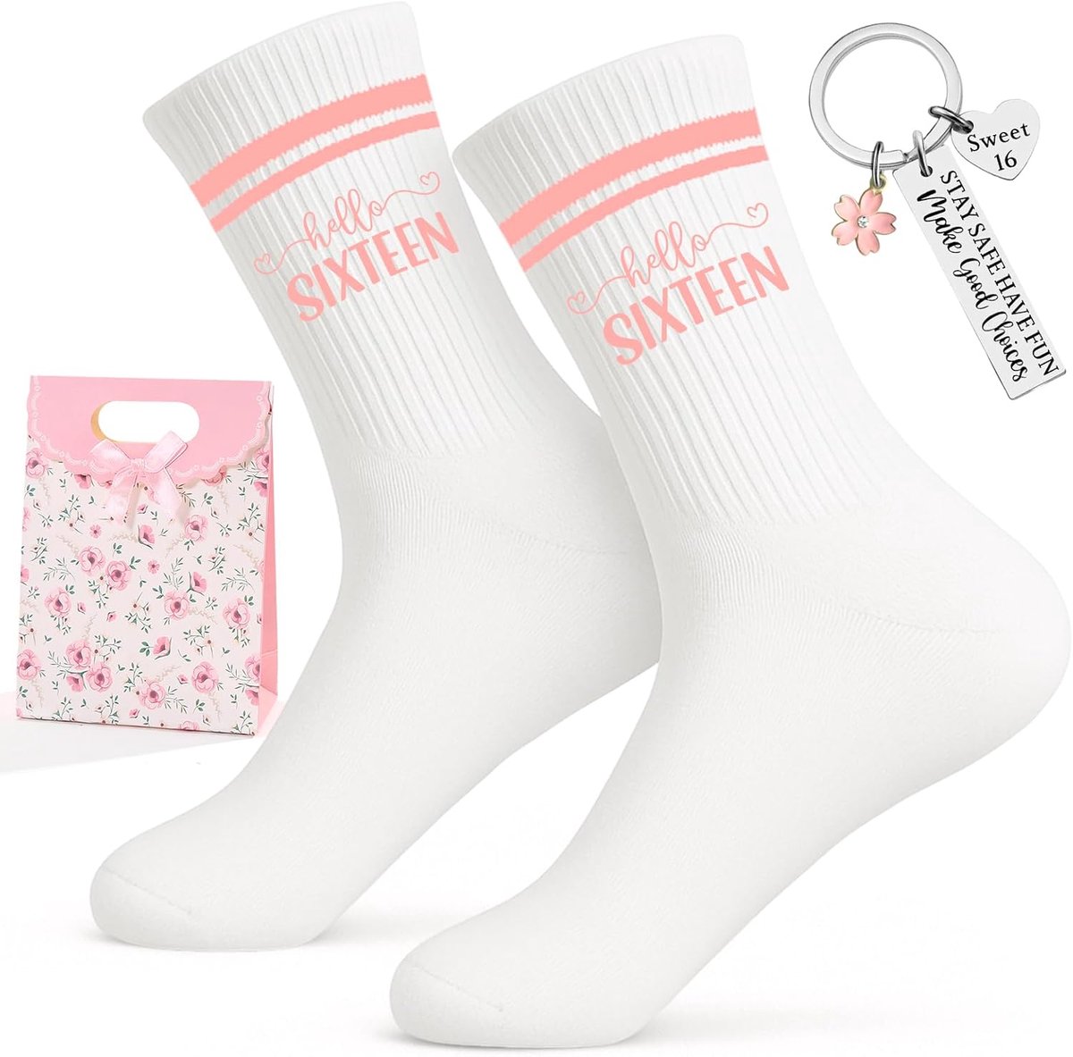 Sweet 16e verjaardag meisjes – katoenen sokken Eu 36-44 met Hello
