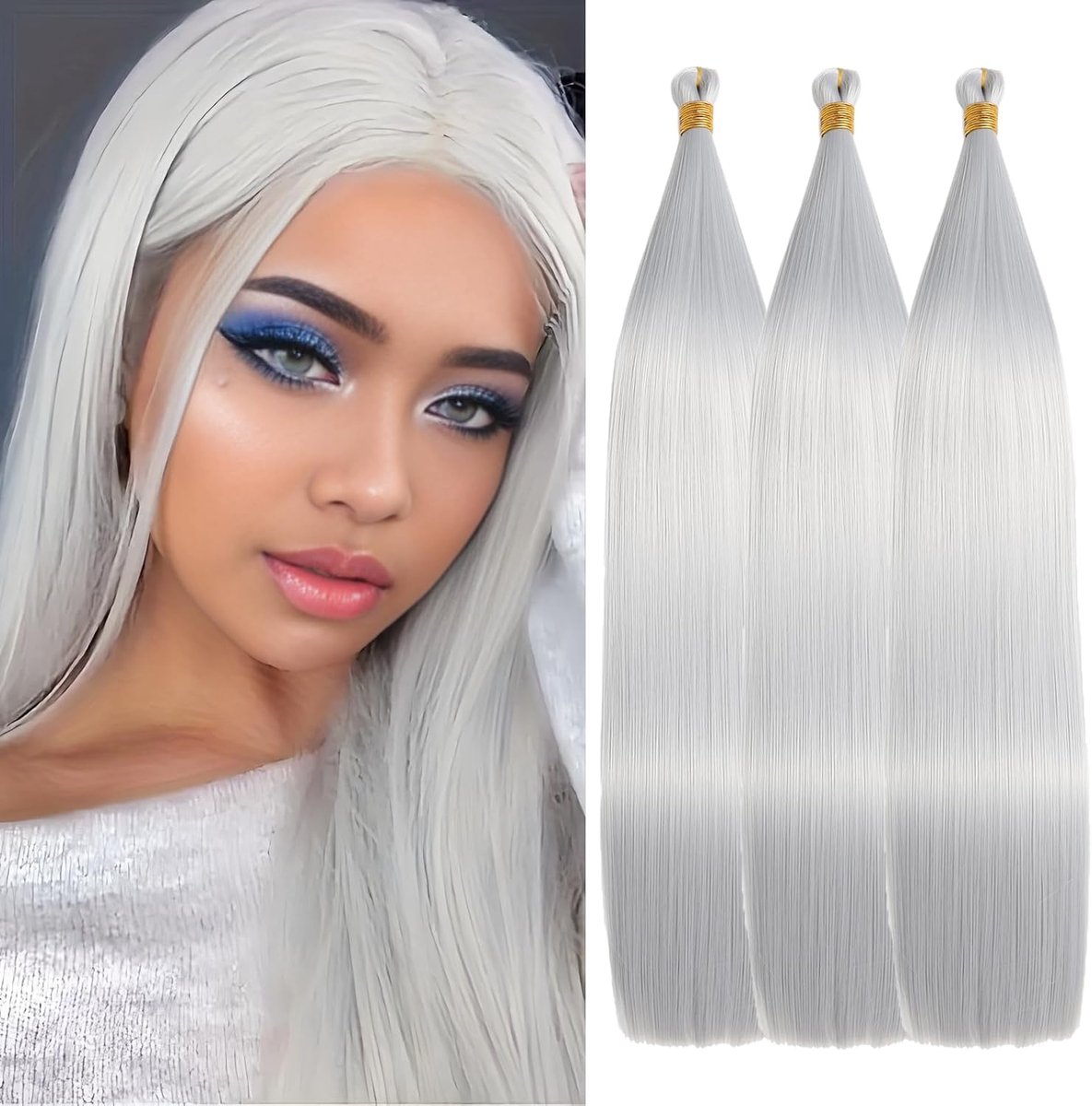 28 Inch Straight Hair Extensions 150g 3 Packs Bone Straight Braiding