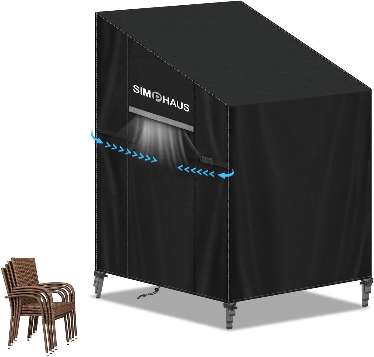 SnelShoppen - Tuinstoel Bescherming - Stapelbare Waterdichte Tuinset Cover - Oxford Stof 420D - UV Bescherming - 80 x 100 x 150/110 cm - Voor Tuin, Ba