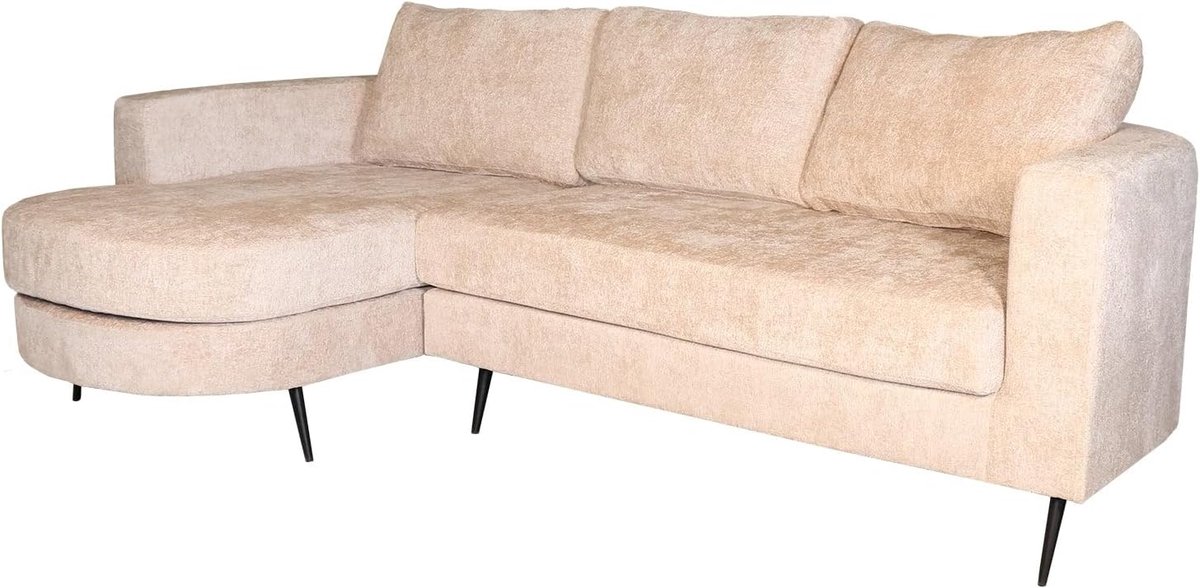 Hoekbank rond design 250 cm - beige chenille - links lounge - eenvoudig te monteren - ShopVlot