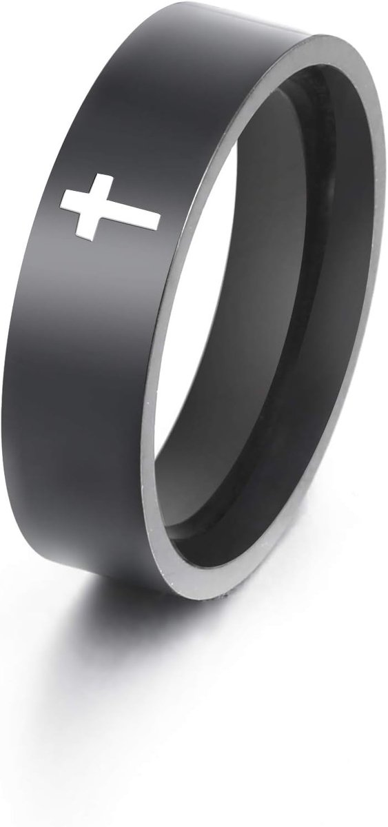 Kruis Ring Rvs Ring Christelijk Jezus Christus God Kruis Ring Gebed Sieraden voor Heren Dames Zilveren Kleur