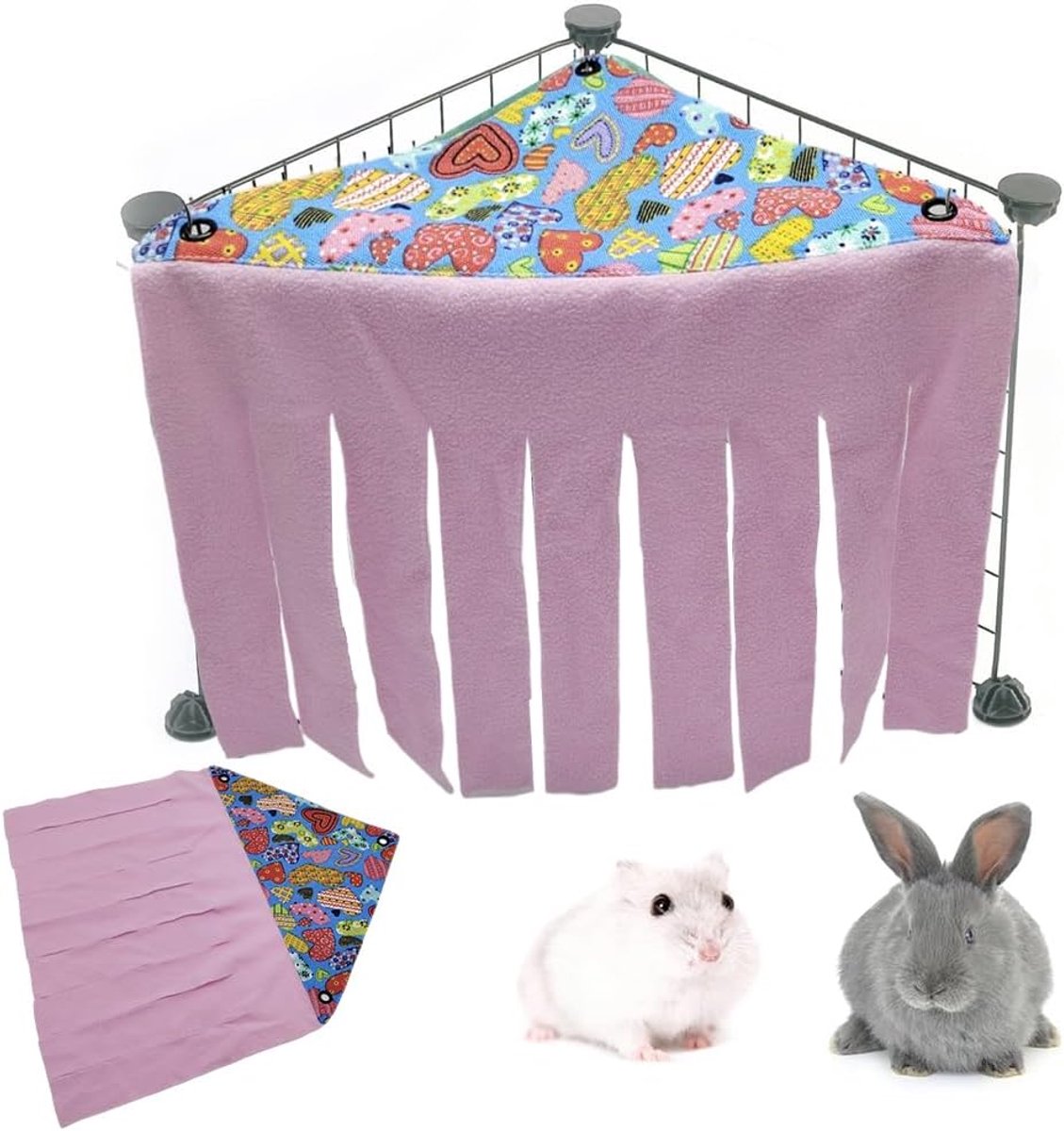 Roze verstopplaats voor kleine dieren, accessoires voor hamsters, hangmat voor hamsters, kleine dieren, accessoires voor kooien, schuilplaats, hangmat, Roze, A