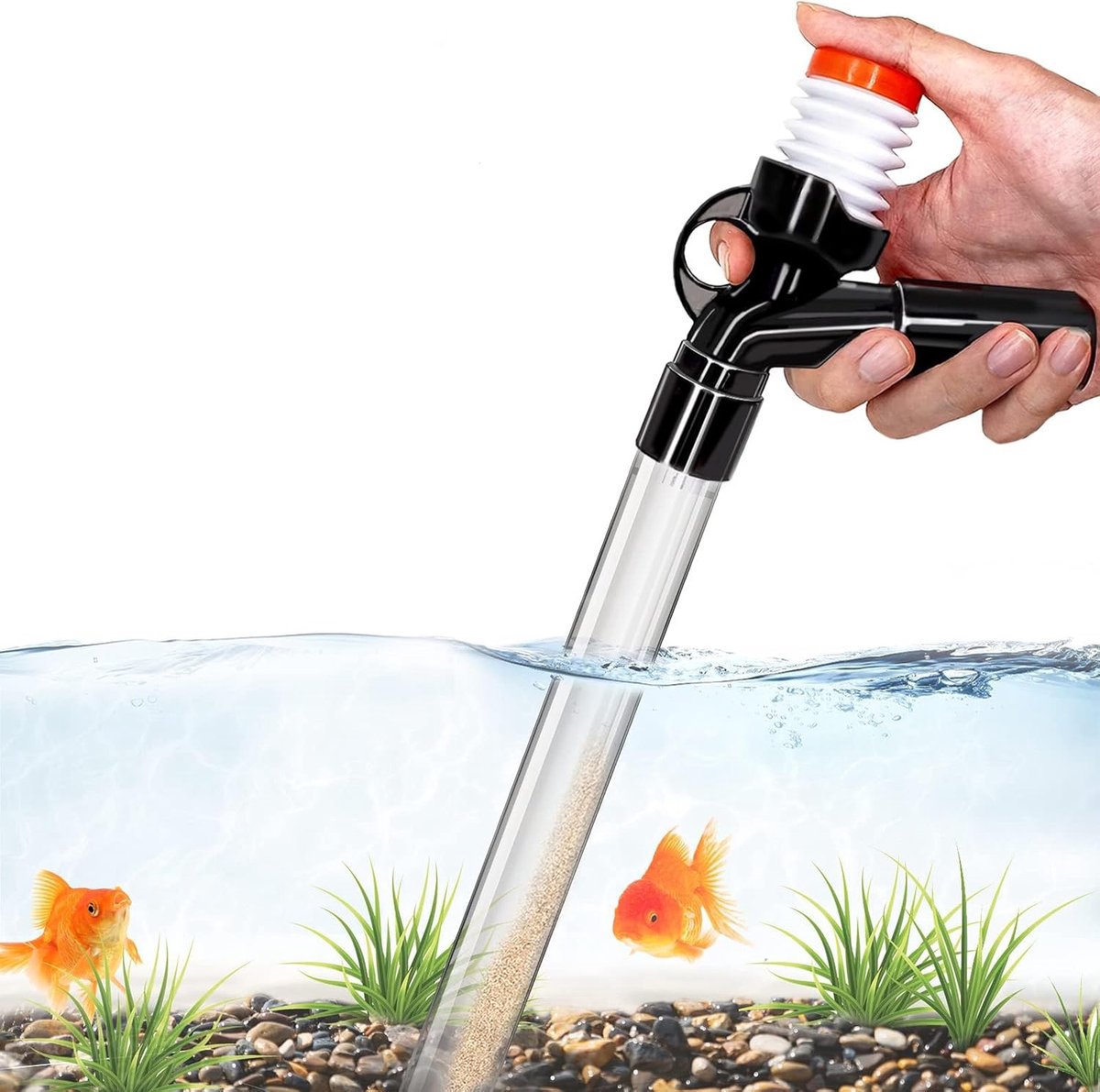 Gravel Cleaner Fish Tank Kit voor waterverversing en grindreinigingsfilter met luchtdrukknop en BPA-vrije instelbare waterstroomregelaar