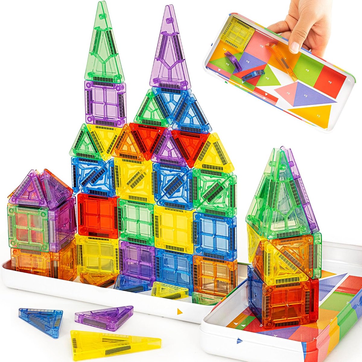 Magnetische bouwstenen, 60 stuks magnetische bouwstenen reiseset