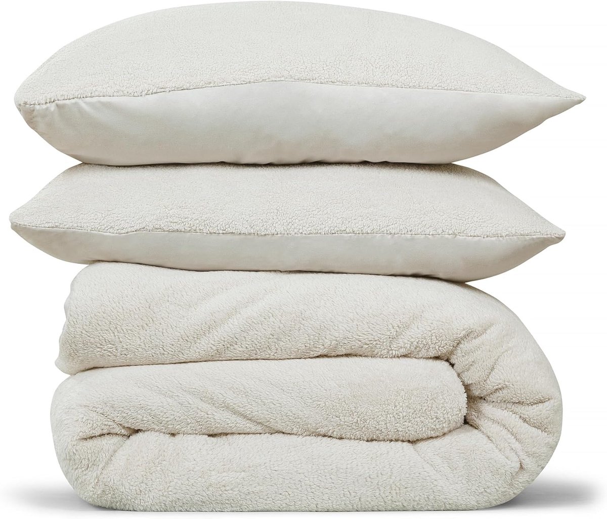Dekbedovertrek Lits Jumeaux 240x220 cm - Teddy Fleece - Ecru - Ultiem slaapcomfort - SnelShoppen