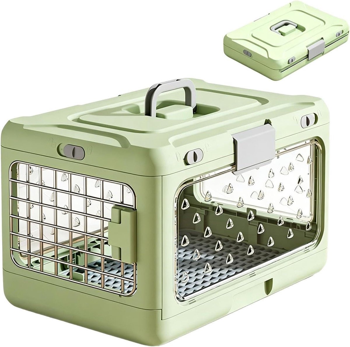 Honden Transportbox - Reisbench Puppy - Veilig Vervoer Huisdier - Anti-Urine Rooster - 50x32x31cm - Groen