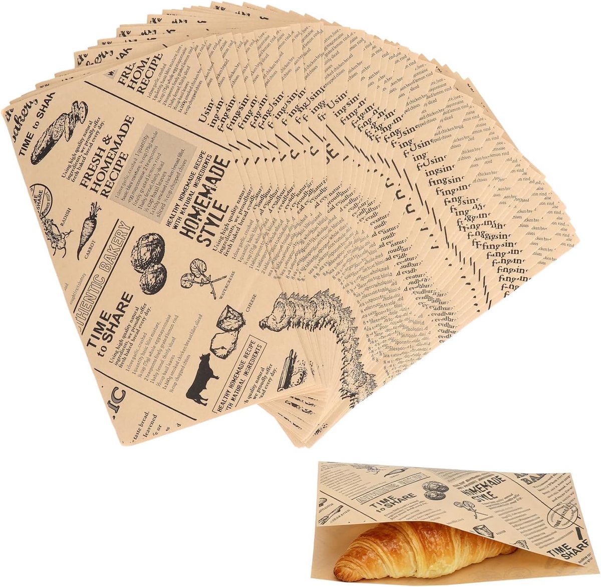 100 stuks papieren zakjes voor voedselverpakking, 21 x 12 cm