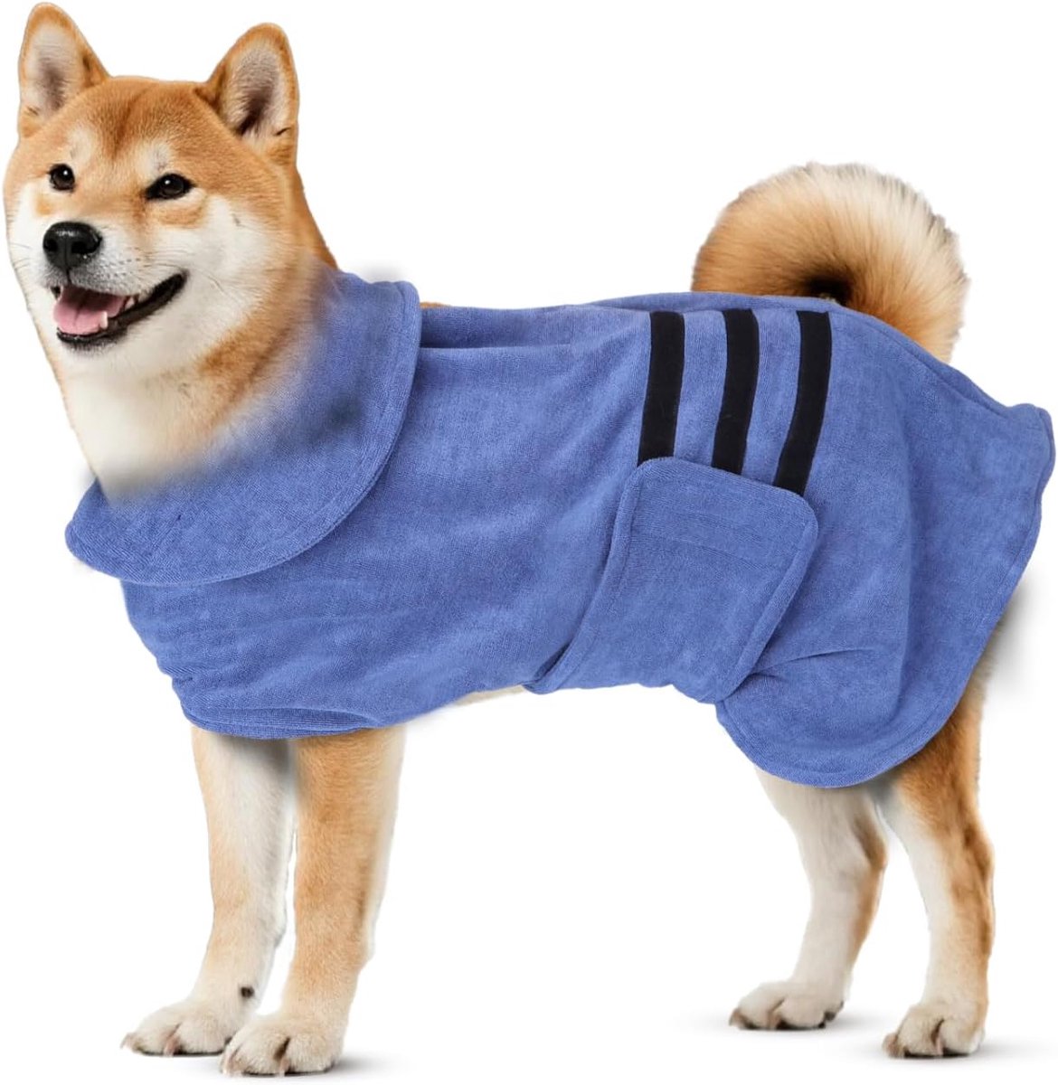 Badjas voor honden met klittenbandsluiting, super absorberend en