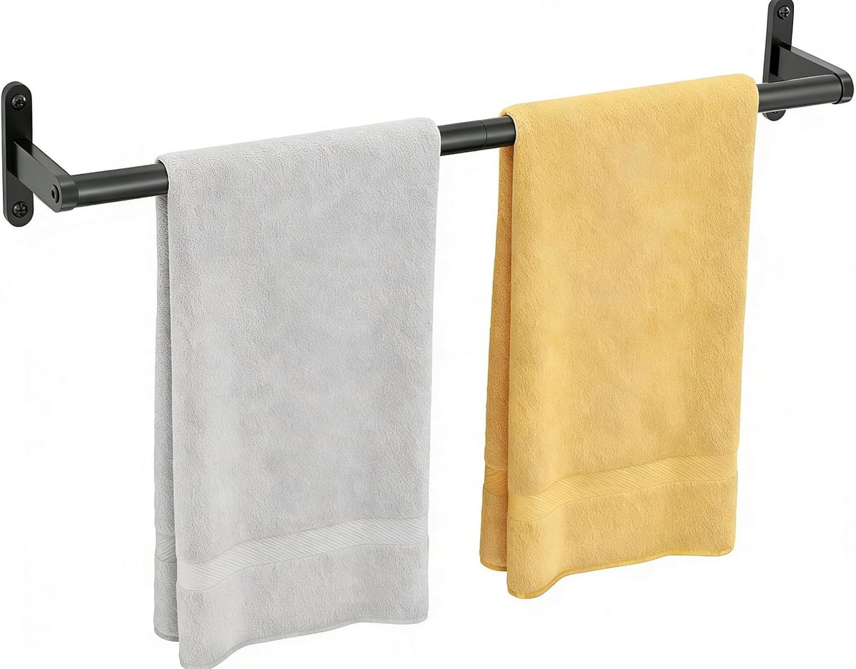 24 Inch Mat Zwarte Handdoekstang voor Badkamer, Handdoekenrekken voor Badkamer Muur Roestvrij Staal, Heavy Duty Badkamer Handdoek Staaf Muur Enkele Handdoekstang