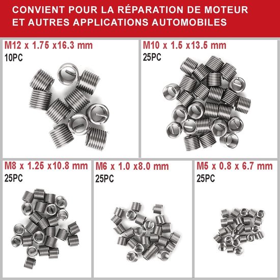 131-delige schroefdraadreparatieset, schroefdraadmof 131-delige set — afbeelding 3