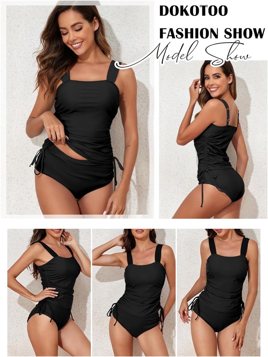 Tankini voor dames, met plooien, buikweg, tweedelig badpak, tankini