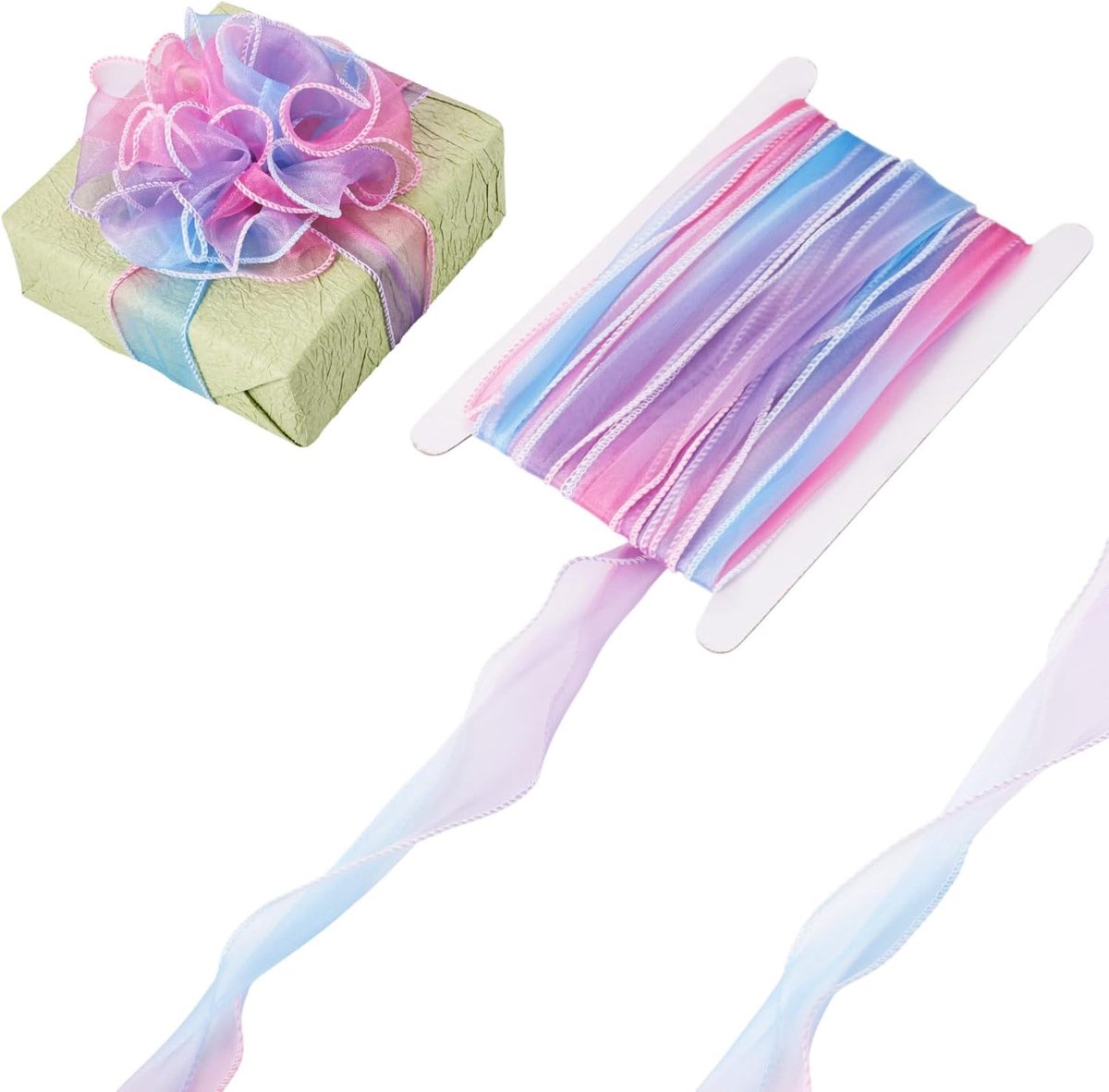 10M Glanzende Organza Chiffon Linten 55mm Iridescent Doorschijnende